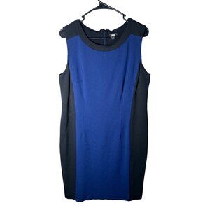 Ann Taylor Size 14 Black and Black Color Block Sheath Sleeveless Casual Dress